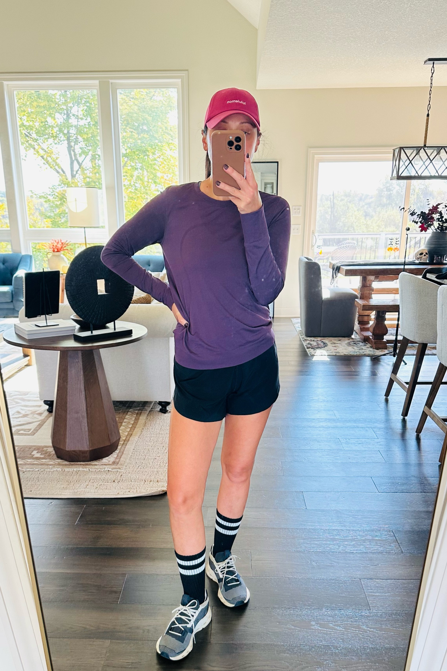 Todays outdoor walk outfit! These shirts are one of my favorite items Lululemon makes and these Amazon shorts are so breezy and light for exercise! 👏👏
Size 4 shirt 
XS shorts 
Size up 1/2 in most On Clouds 

#lululemon #crzyoga #oncloud #fitnessover40 #walkingoutfit #exerciseoutfit #sweatwicking 

#LTKActive #LTKOver40 #LTKFitness