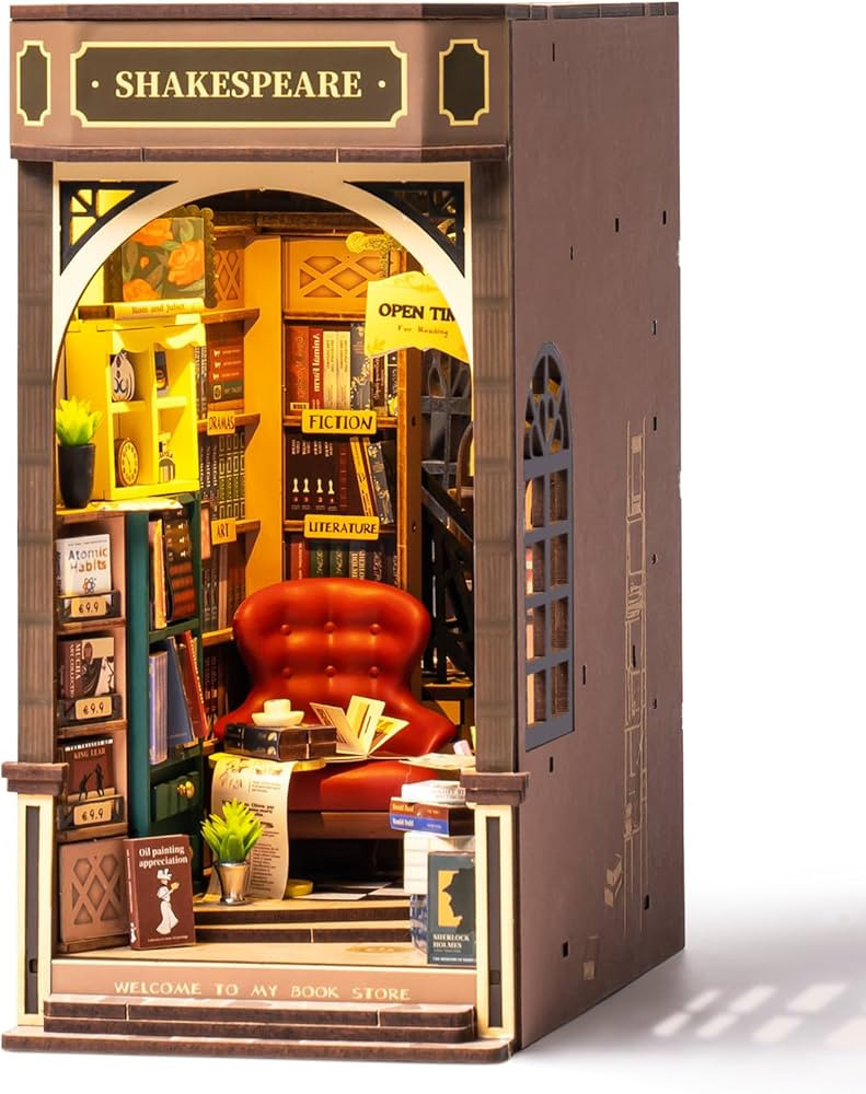 Rolife DIY Book Nook Kit 3D Wooden Puzzles for Adults 8.6" Bookstore Miniature House Kit Booknook... | Amazon (US)