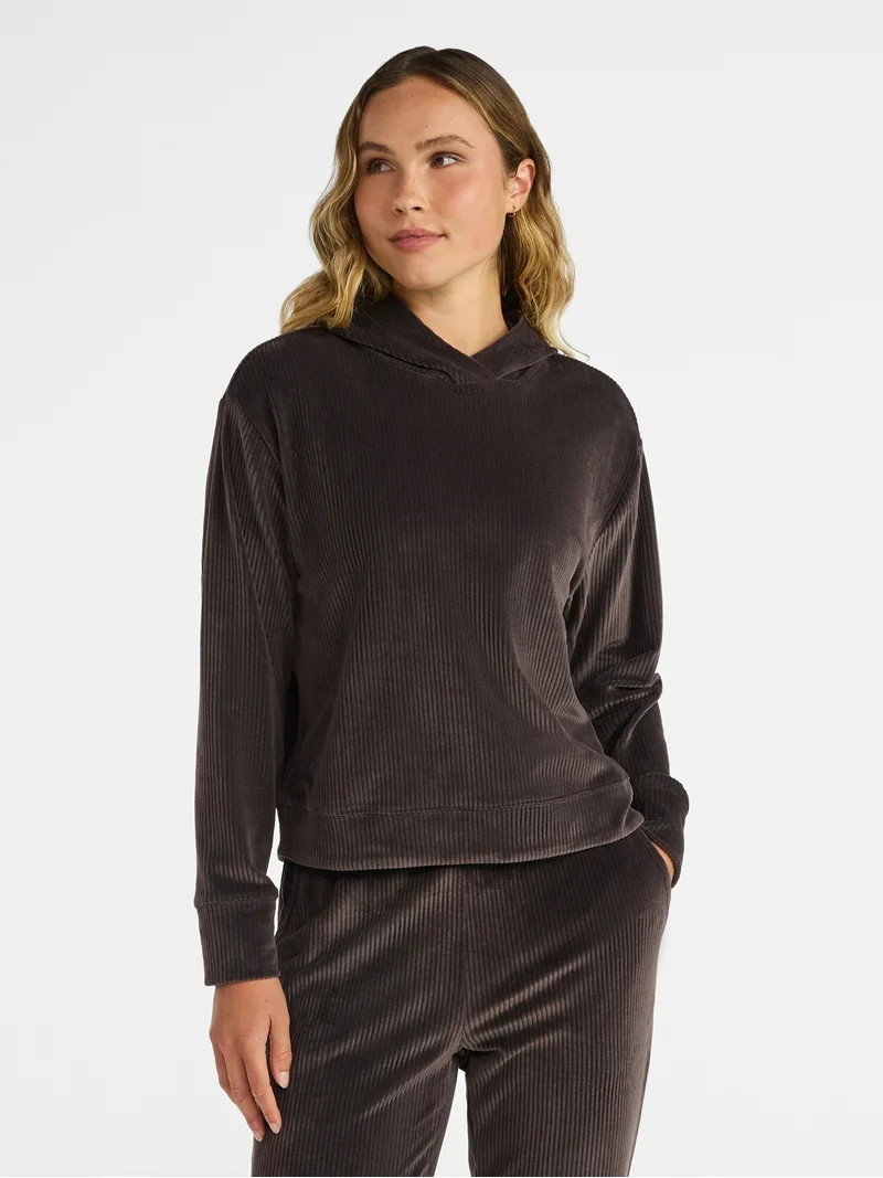 Avia Women's Rib Velour Hoodie, Sizes XS-XXXL | Walmart (US)