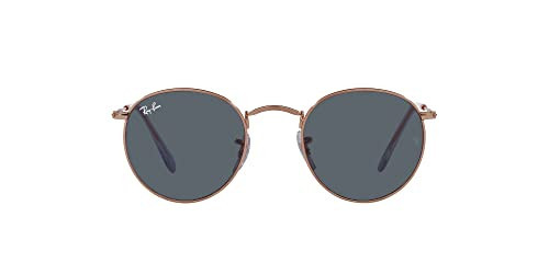 Ray-Ban Unisex RB3447 Round Metal Round Sunglasses, Rose Gold/Blue, 53 mm | Amazon (US)