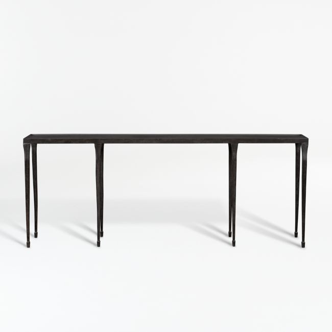 Silviano 84"" Rectangular Black Iron and Steel Console Table | Crate & Barrel