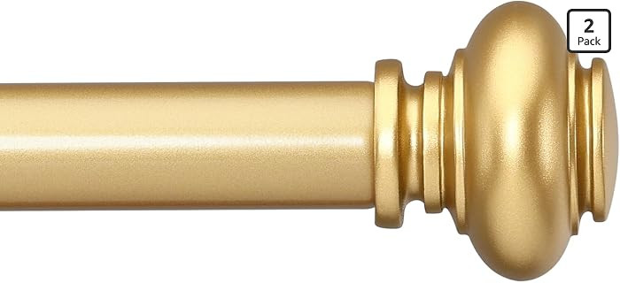 Gold Curtain Rods for Windows 48 to 84 Inches Adjustable Decorative 1 Inch Diameter Single Window... | Amazon (US)