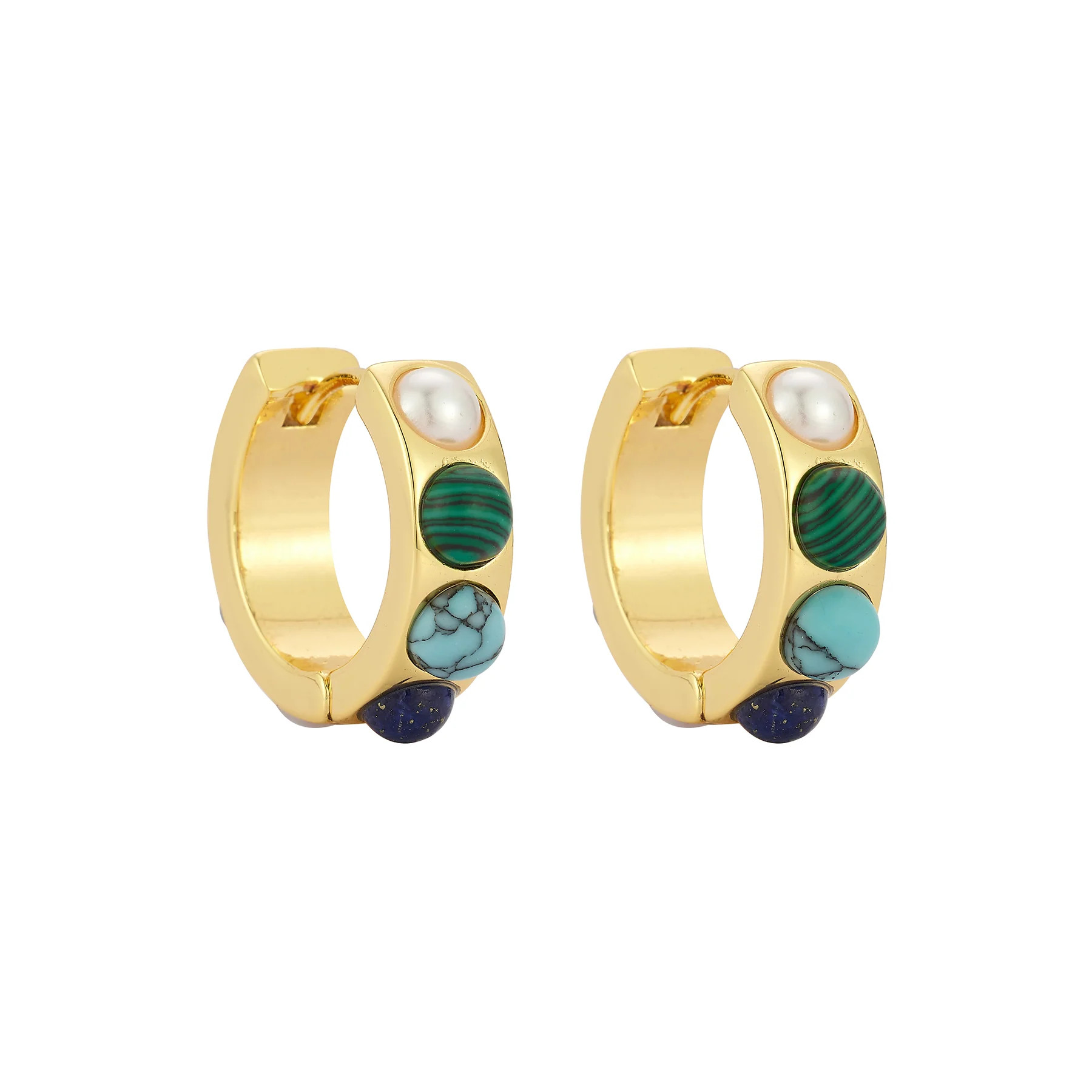 Petra Semi-Precious Stone & Gold Huggie Hoops | Mignonne Gavigan | Mignonne Gavigan