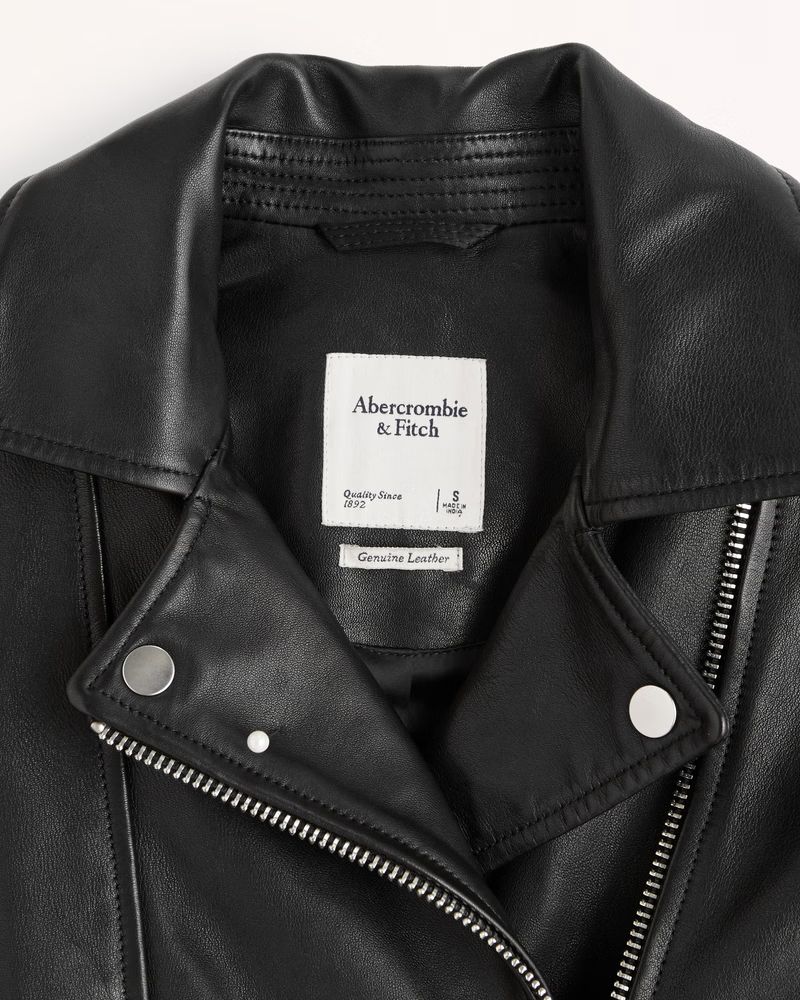 Women's Genuine Leather Moto Jacket | Women's Coats & Jackets | Abercrombie.com | Abercrombie & Fitch (US)