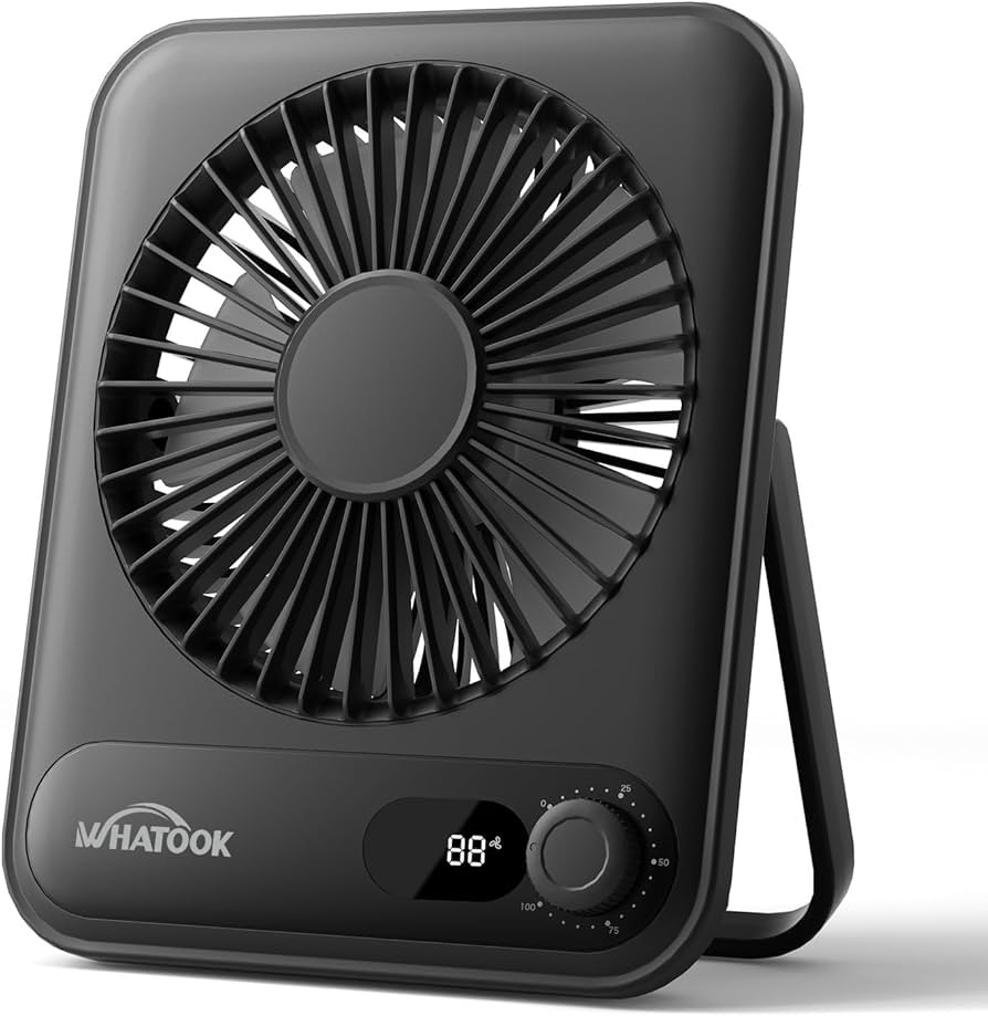WHATOOK Small Desk Fan Personal Fans: 2000mah 10 Hours Battery Office Quiet Mini Desktop Fan Port... | Amazon (US)