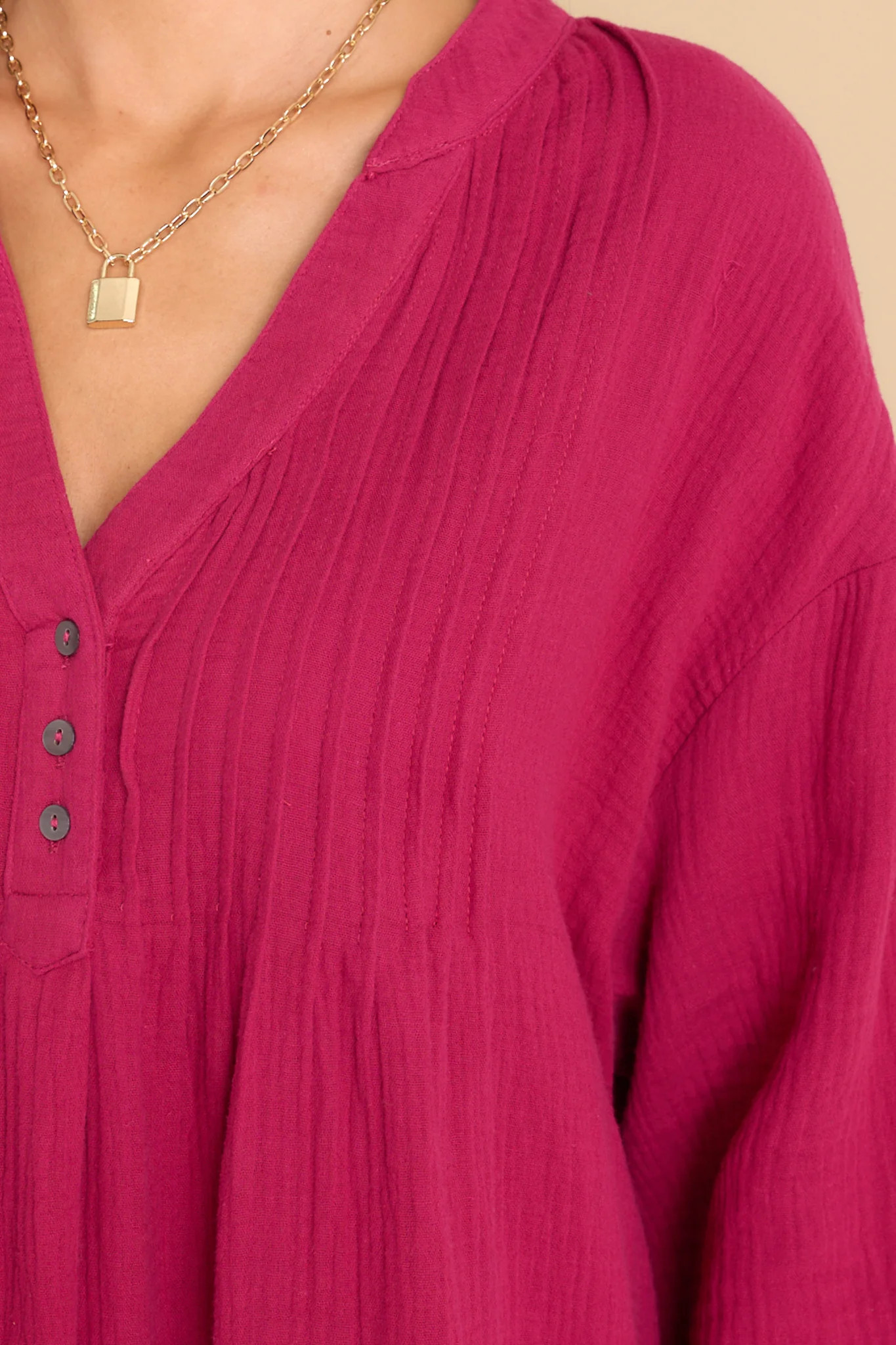 So Blissful Dark Fuchsia Gauze Dress | Red Dress 