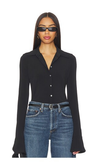 Eterne Charlie Matte Jersey Top in Black. - size S | Revolve Clothing (Global)