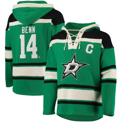 Men's '47 Jamie Benn Kelly Green Dallas Stars Player Name & Number Lacer Pullover Hoodie at Nordstro | Nordstrom