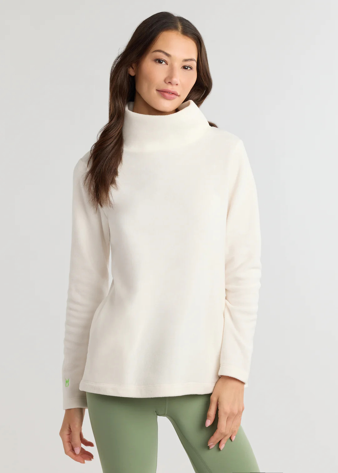 Cobble Hill Turtleneck in Vello Fleece (Cream) | Dudley Stephens