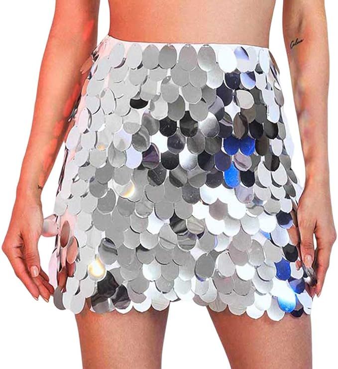 Zoestar Sequin Skirt Sparkly Sequin Wrap Skirt Dance Hip Scarf Shiny Party Skirts Club Costume Sk... | Amazon (US)