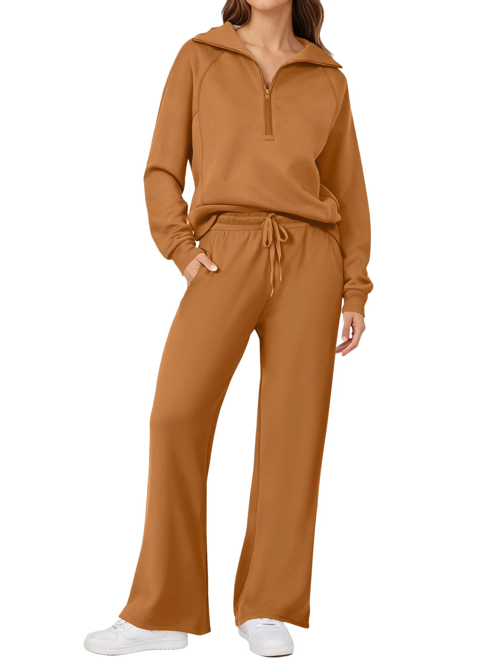 UVN Outfit Sets for Women 2 Piece Sets Winter Casual Tracksuit Long Sleeve Lounge Set Outfits wit... | Walmart (US)