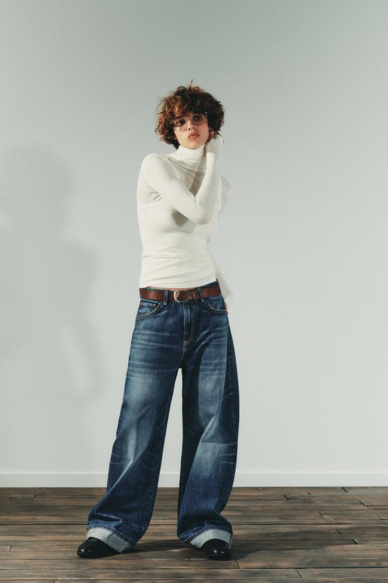 TRF MID-RISE BAGGY FOLDED JEANS | Zara US