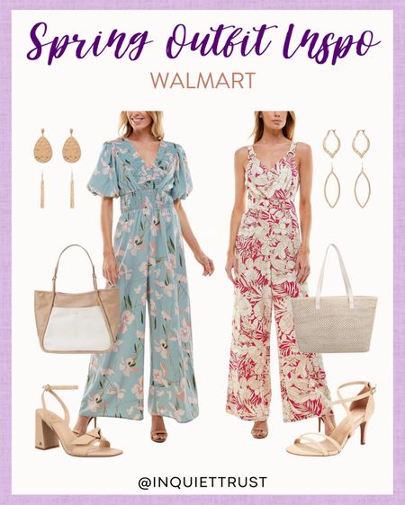 Spring outfit idea: floral jumpsuits, nude heels, and dangling earrings!

#neutraltotebags #summerstyle #springfashion #casualstyle #walmartfashion

#LTKstyletip #LTKunder50 #LTKFind