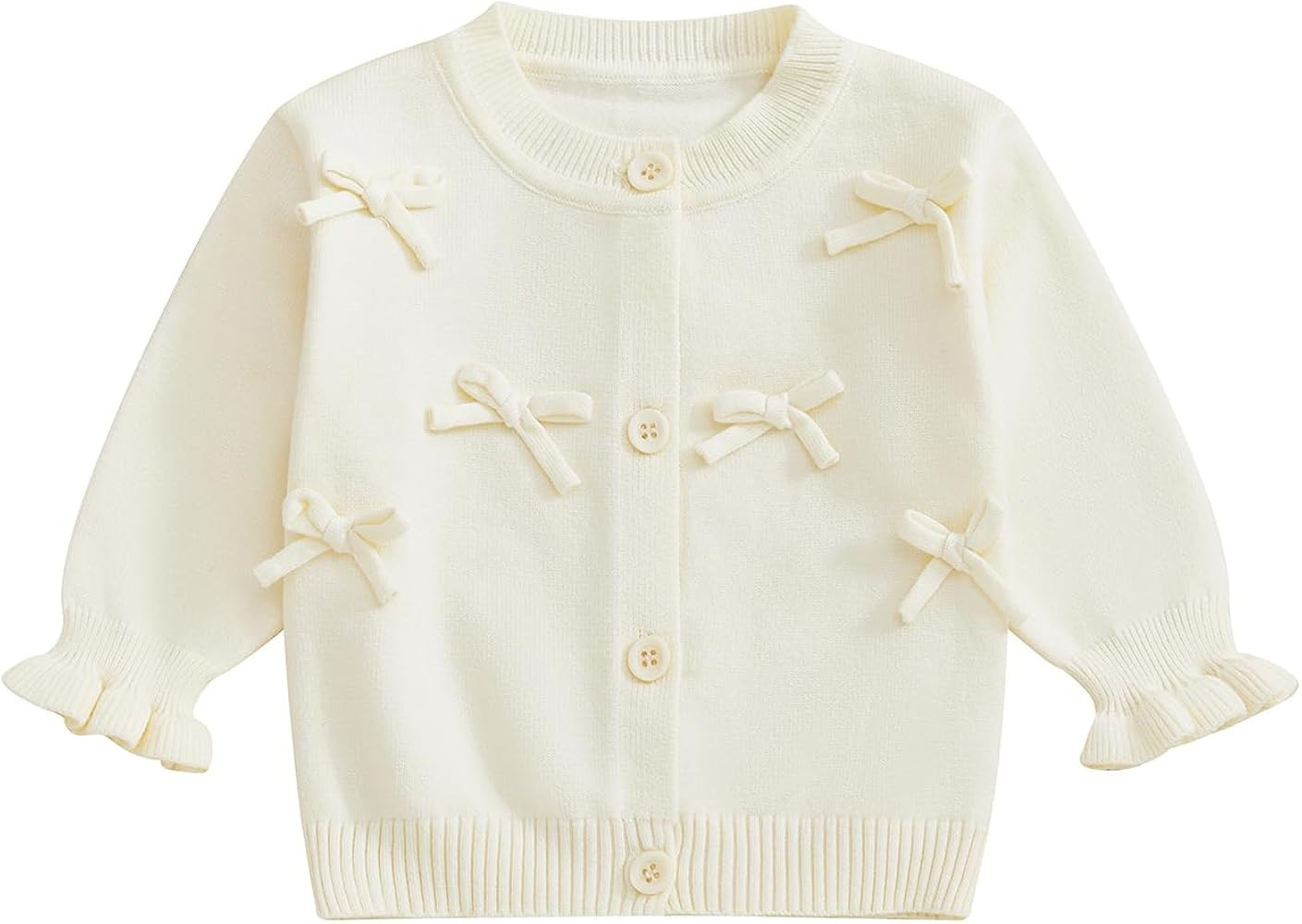 Hnyenmcko Baby Girl Cardigan Sweater Long Sleeve Button Up Striped/Embroidered Knit Sweaters Todd... | Amazon (US)