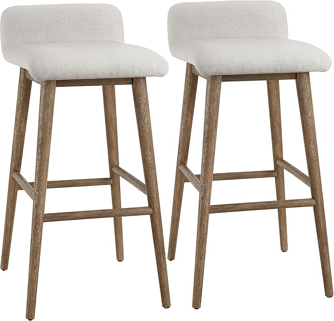 Upholstered 30 Inch Bar Stools Set of 2, Low Back Bar Chairs with Wooden Frame, Pub Height Stools... | Amazon (US)