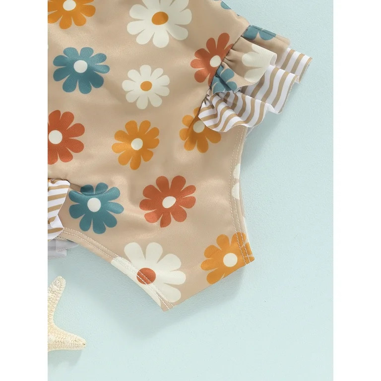 Toddler Baby Girl One Piece Swimsuit Floral Strap Sleeveless Bathing Suit Backless Ruffles Swimwe... | Walmart (US)