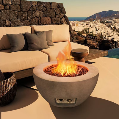 Kante 25" Outdoor Round Concrete & Metal Propane Gas Smokeless Bowl Fire Pit Table - Natural - Ro... | Target