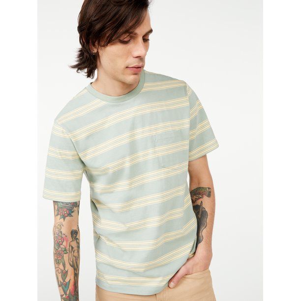 Free Assembly Men's Short Sleeve Vintage Stripe Pocket T-Shirt - Walmart.com | Walmart (US)