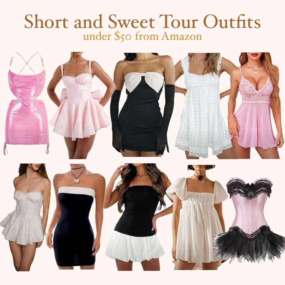 SHORT N SWEET TOUR OUTFITS FROM AMAZON

going out, party outfit, sequin outfit, black and white lace dress, white dress, black dress, pink dress, blue dress,

#LTKFindsUnder50