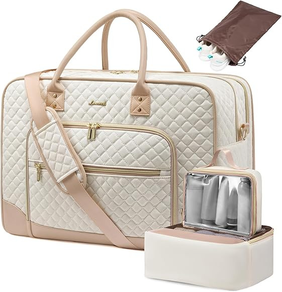 LOVEVOOK Weekender Bag for Women with Laptop Compartment, Quilted Carry on Bag for airplanes with... | Amazon (US)