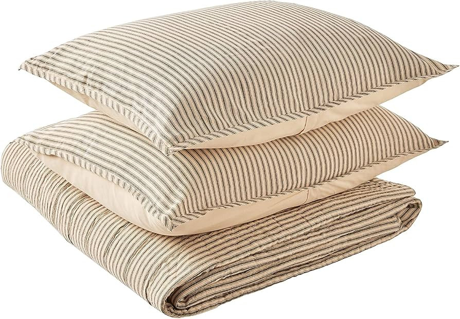 VHC Brands Sawyer Mill Ticking Stripe Queen Quilt Set, Charcoal Gray | Amazon (US)