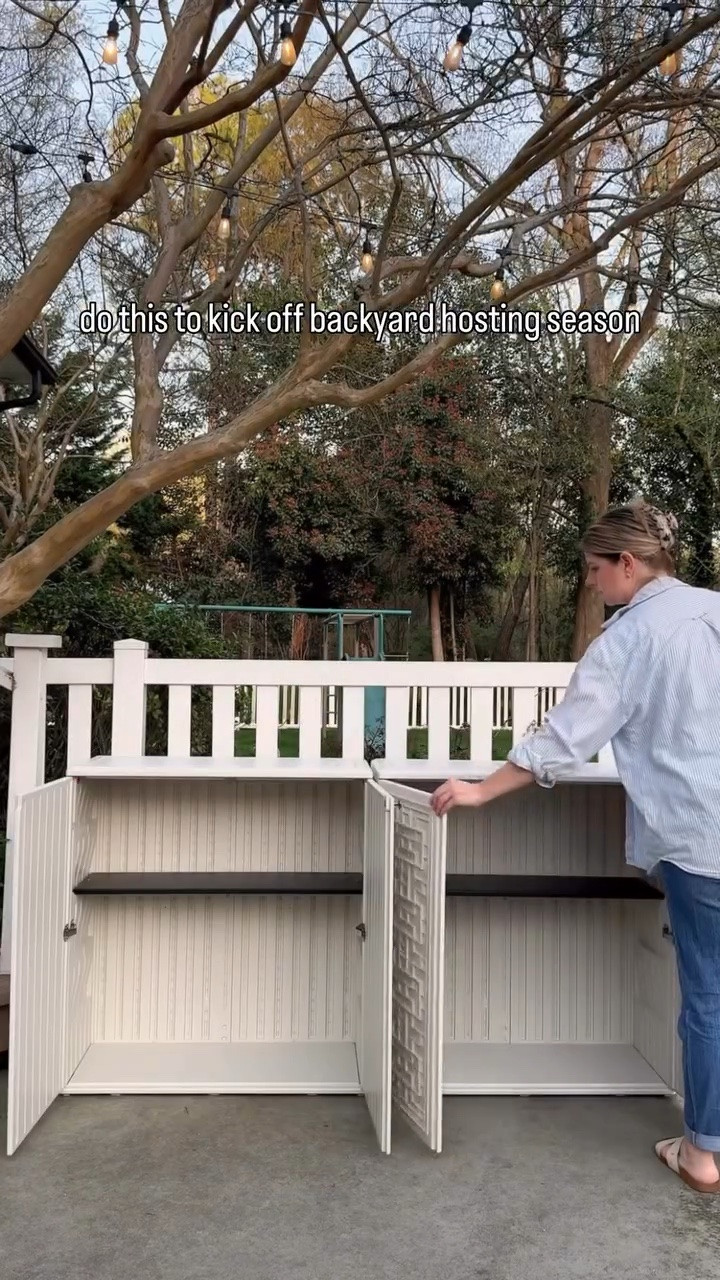 I started doing this backyard hosting trick recently and will definitely be setting it up every spring from now on!

Even if you don’t have a pool like we do, you can still anticipate the needs of your guests (the things you’re always asked for during a cookout):
▪️sunscreen
▪️bug spray 
▪️first aid kit
▪️hand sanitizer 
▪️drink coozies 
▪️extra sunglasses 
▪️wet wipes
▪️bubbles
▪️sidewalk chalk
Whatever might come in handy!

Have the doors open when guests arrive so they know they can help themselves to what they need. 

I pushed 2 of these deck boxes together to make them like an outdoor sideboard where I can put a drink station on top. 

The doors lock and the towels have stayed out here for a month and have stayed dry and dust/pollen-free! No bugs detected at all and the towels still smell freshly laundered. Total win!

#backyardparty #cookoutseason #hostingtips

#LTKSeasonal #LTKdayinmylife