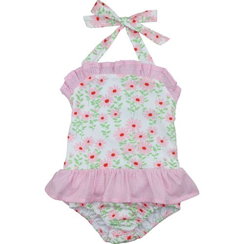 Pink Gingham Daisy Swimsuit | Cecil and Lou