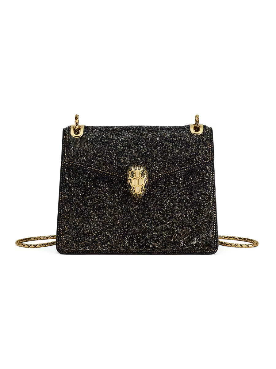 BVLGARI Serpenti Forever Crystal Sparkle Suede Crossbody Bag | Saks Fifth Avenue | Saks Fifth Avenue