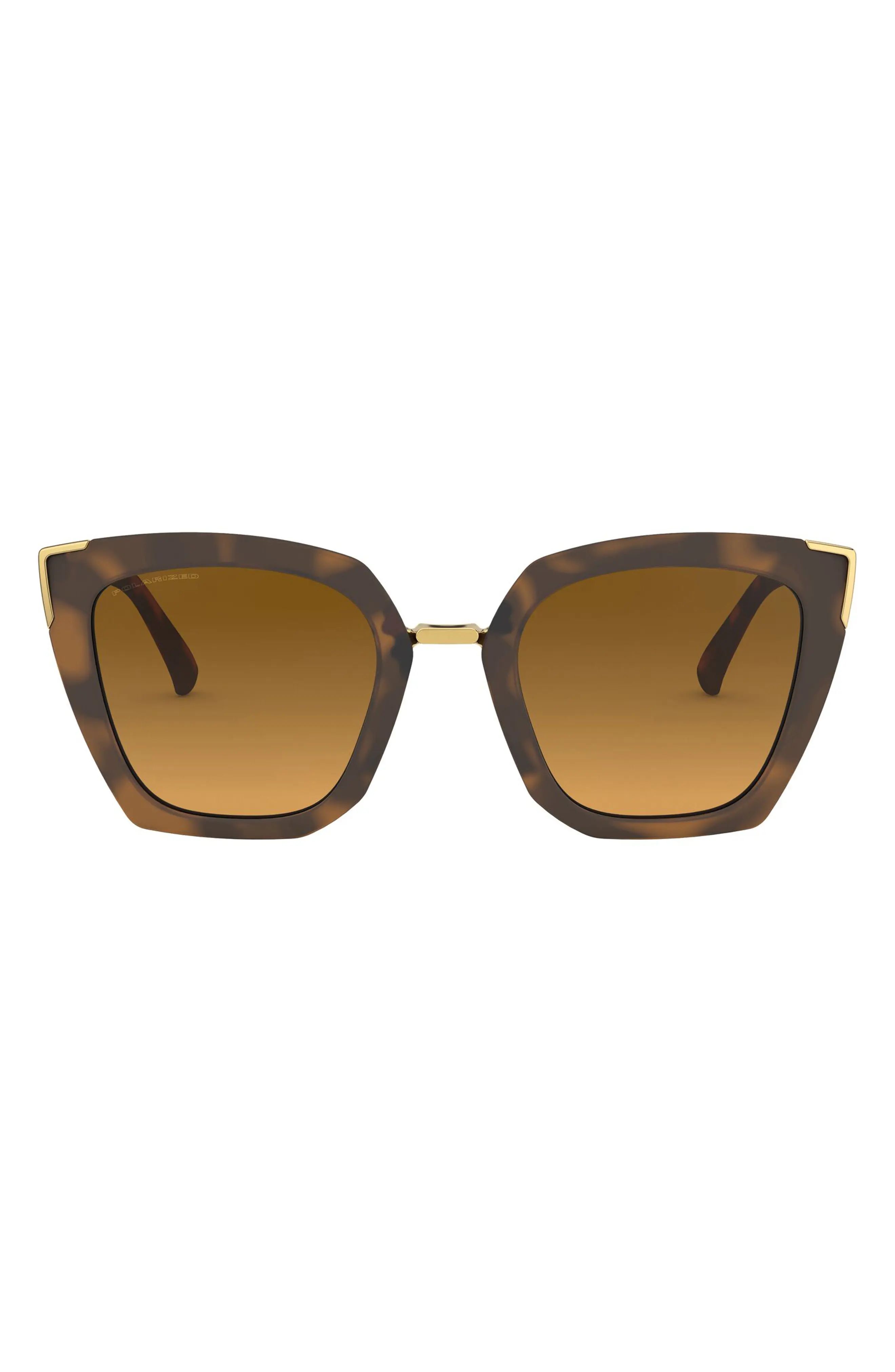 Women's Oakley Side Swept 51mm Polarized Gradient Cat Eye Sunglasses - Matte Brown Tortoise/ Brown | Nordstrom