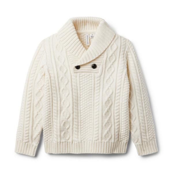 Cable Knit Shawl Collar Sweater | Janie and Jack