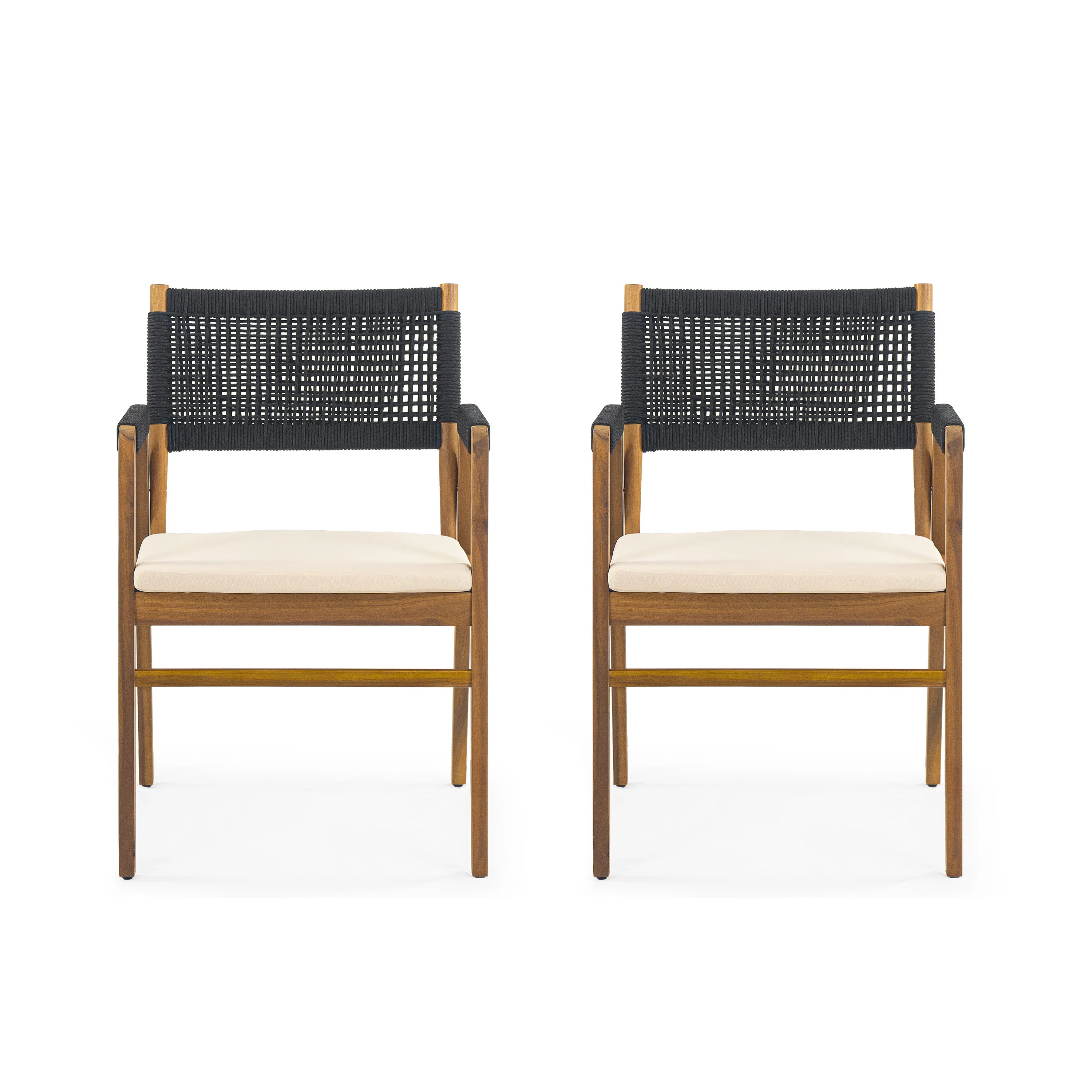 Brendalyn Rope Woven Acacia Dining Chair Set (Set of 2) | Wayfair North America