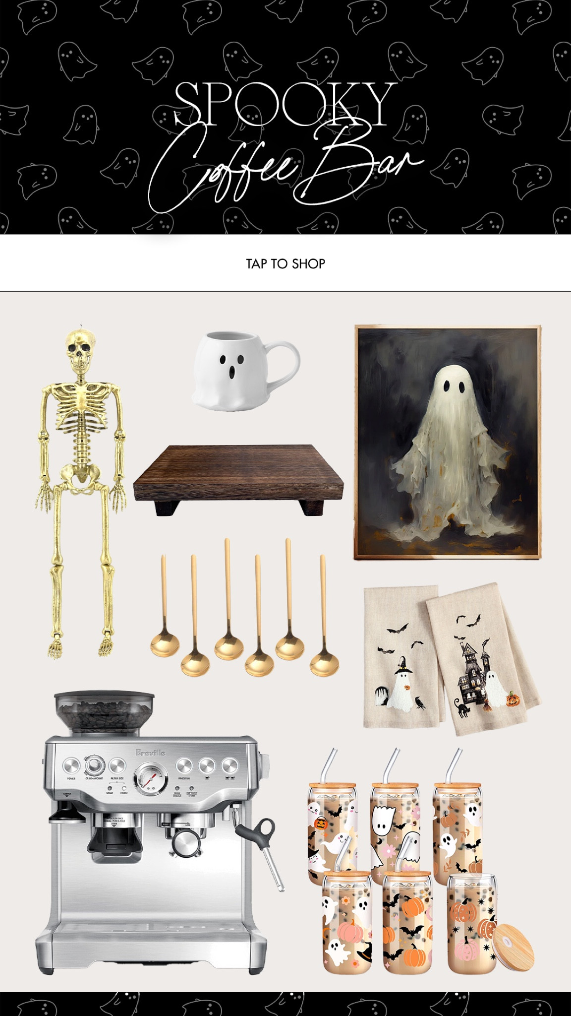 Spooky coffee bar 👻 loving all things ghosts per usual this year — so fun and cute!! Cannot wait to decorate our coffee cabinet this way 😍😍

Spooky ghosts, cute ghosts, spooky season, spooky szn, Etsy prints, posable skeleton, gold skeleton, Breville espresso machine 

#LTKSeasonal #LTKFindsUnder100 #LTKHome