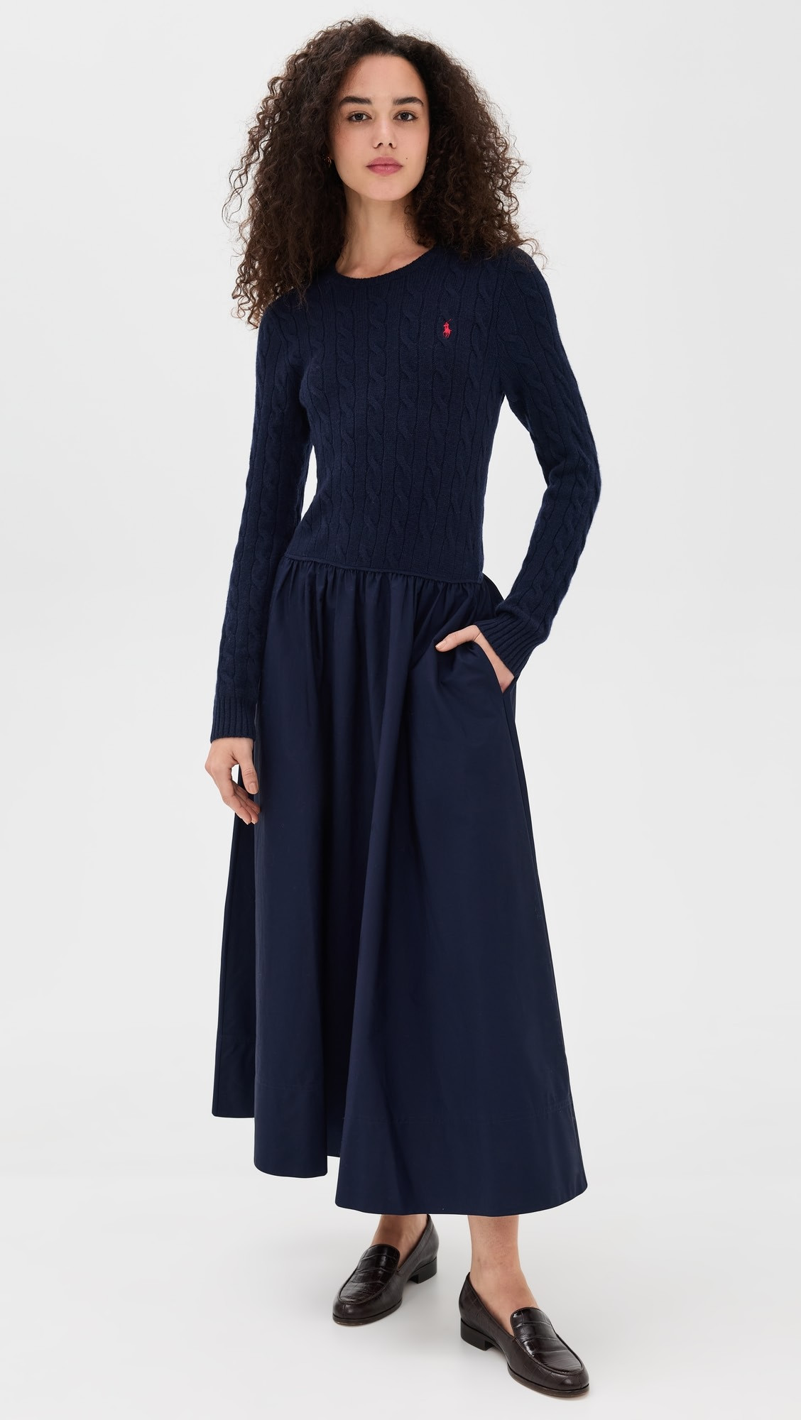 Crew Neck Long Sleeve Fit & Flare Dress | Shopbop