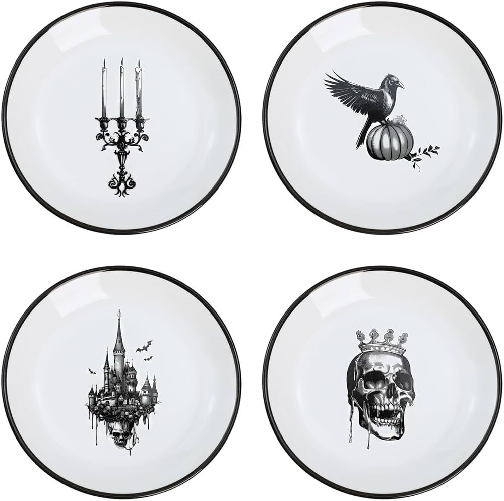 Halloween Pattern Ceramic Seasoning Dishes Sauce Dish Sushi Dipping Bowl Appetizer Plates Tea Bag... | Amazon (US)