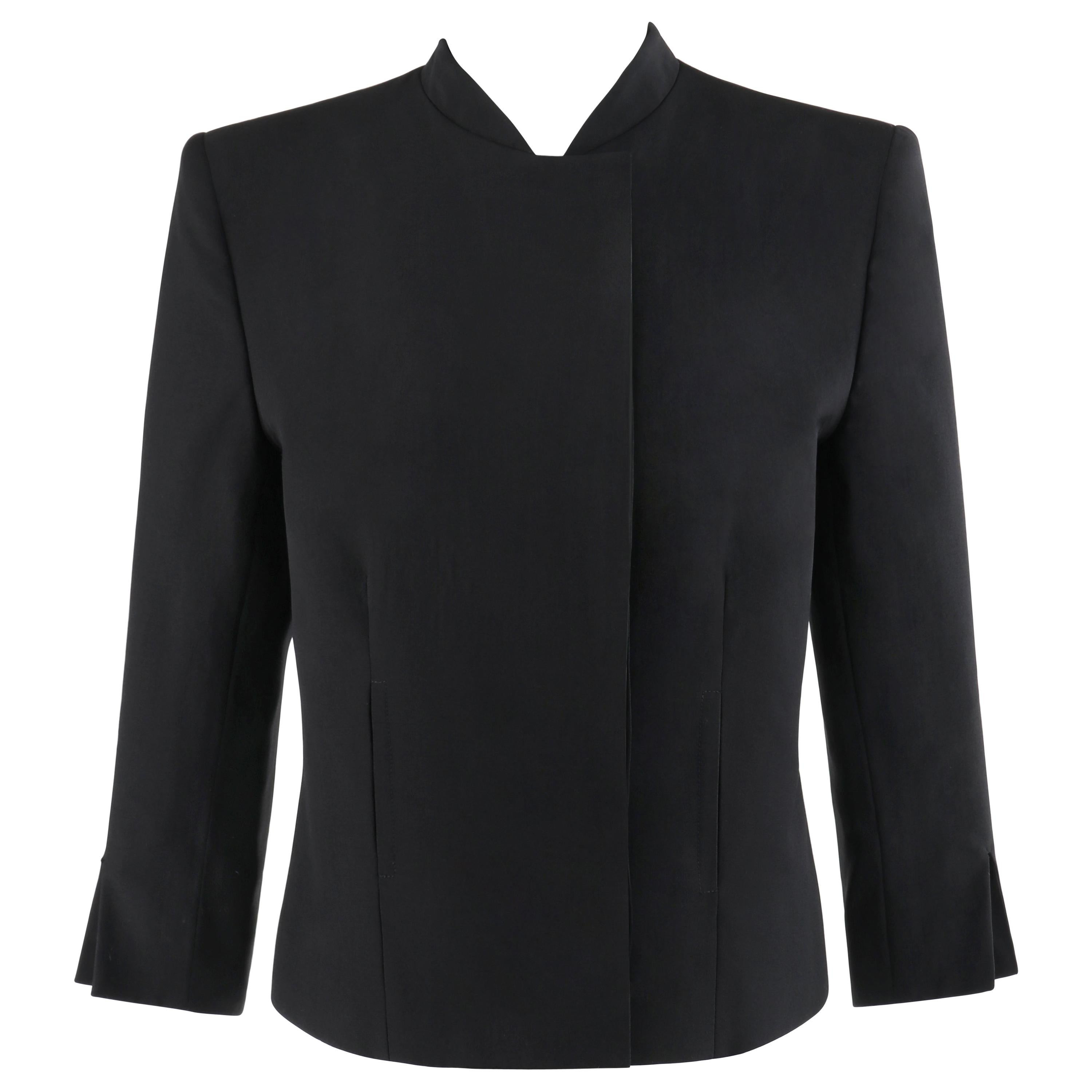 ALEXANDER McQUEEN S/S 1999 “No. 13” Black Extended Shoulder Blazer Jacket Sz 40 | 1stDibs