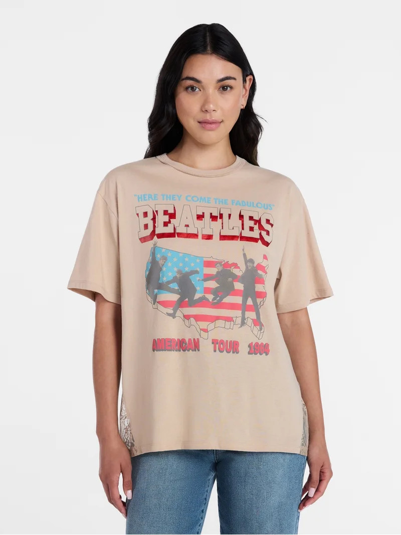 The Beatles Women's American Tour Graphic Tee, Sizes XXS-XXL | Walmart (US)