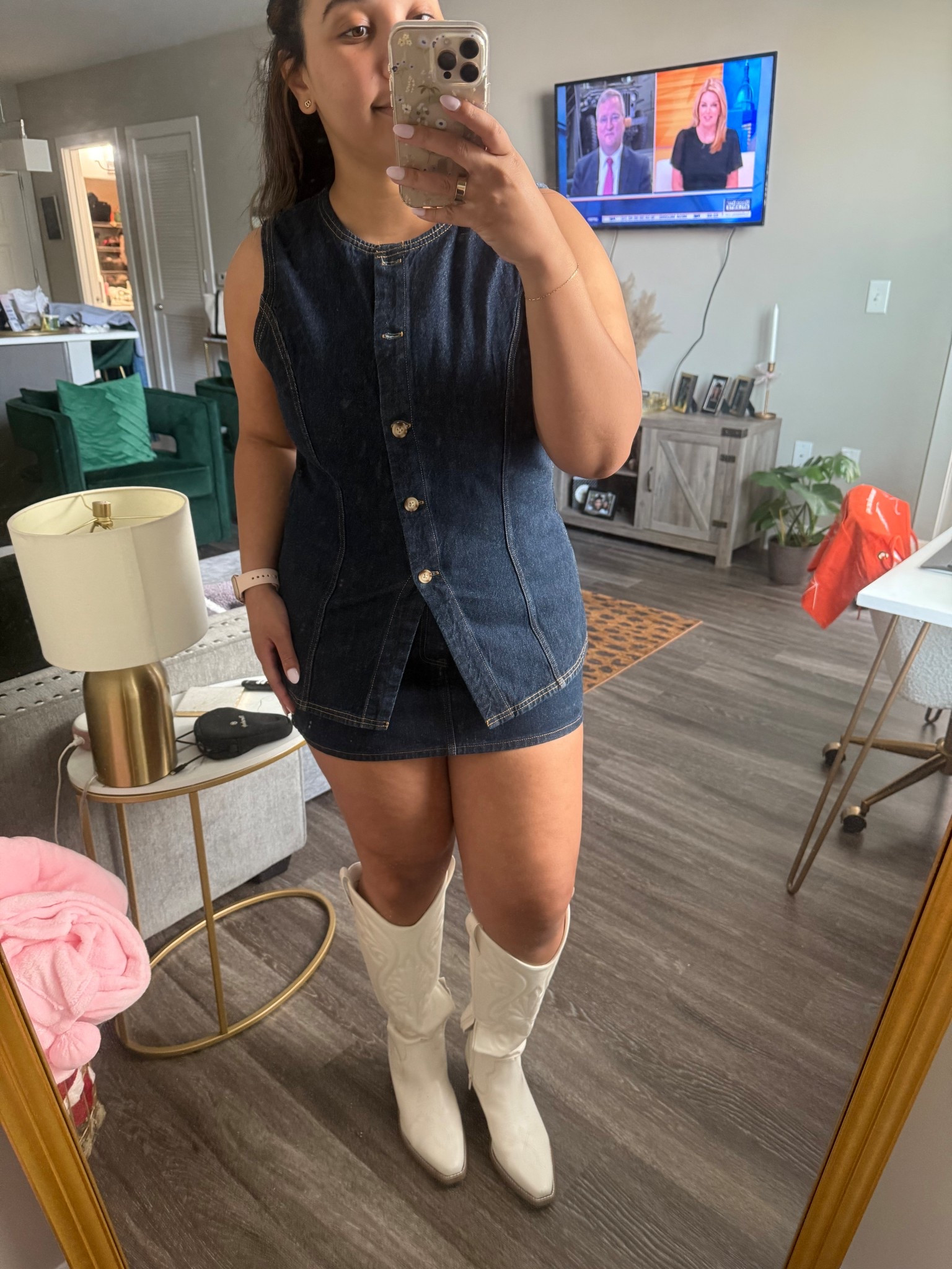 Cowboy Carter Inspo- Abercrombie Denim Vest and mini skirt with white cowboy boots

#LTKSummerEdit #LTKMidsize #LTKPetite