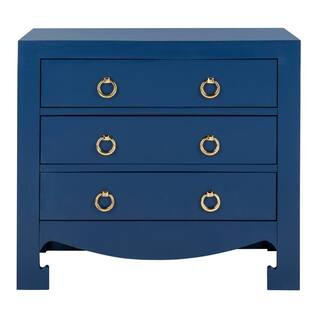 SAFAVIEH Dion 3-Drawer Lapis Blue/Gold Chest CHS6411B - The Home Depot | The Home Depot