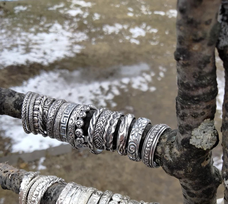 Solid 925 Sterling Silver Stacking Rings - Pick your favorite! Minimalist Midi Custom | Etsy (Global)