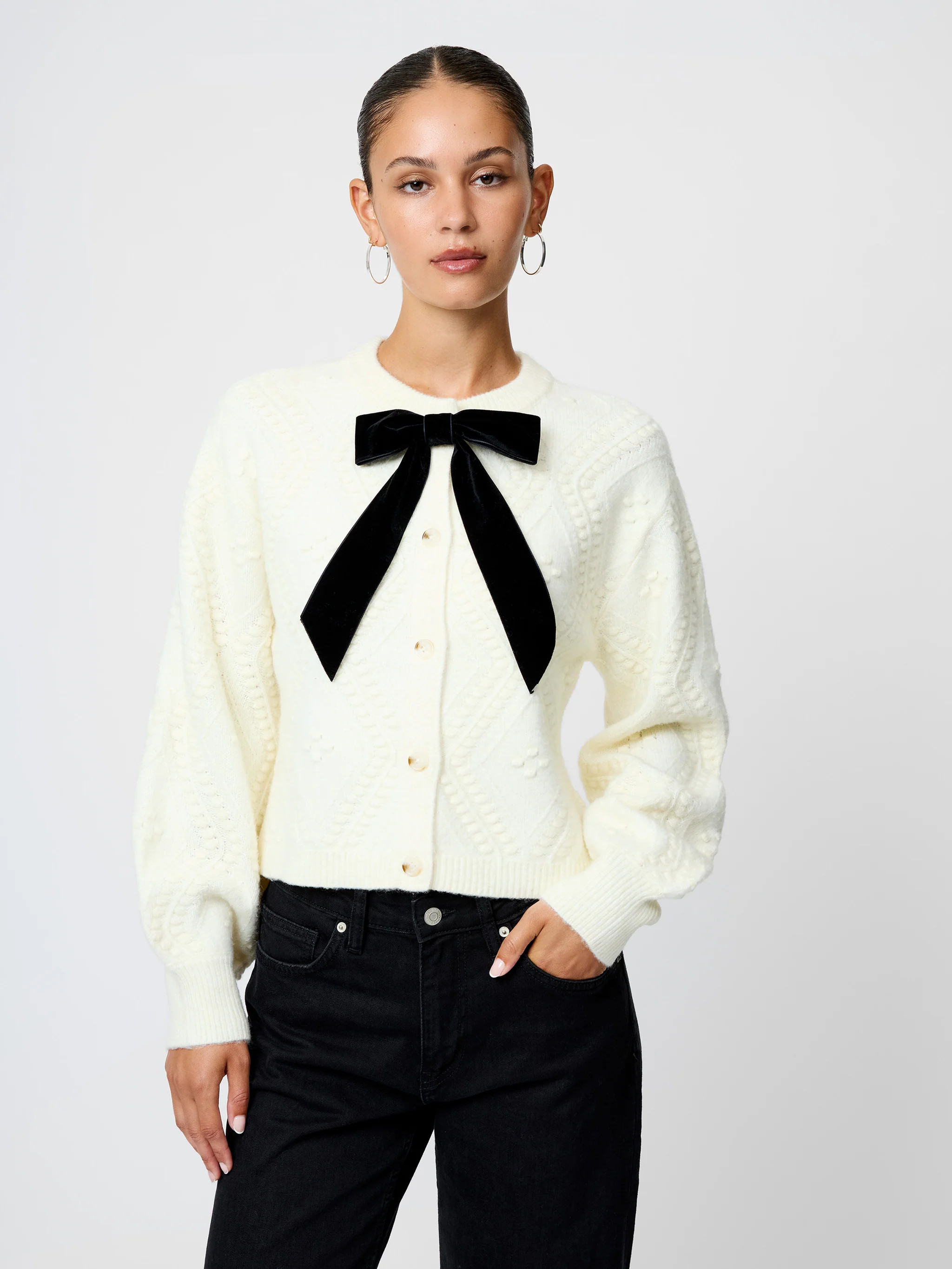 Kitty Bobble Contrast Cardigan | French Connection (US)