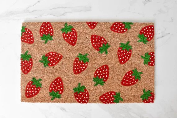 Strawberry Doormat, Summer Doormat, Cute Doormat, Welcome Mat, Outdoor Rug, Strawberries, Doormat... | Etsy (US)