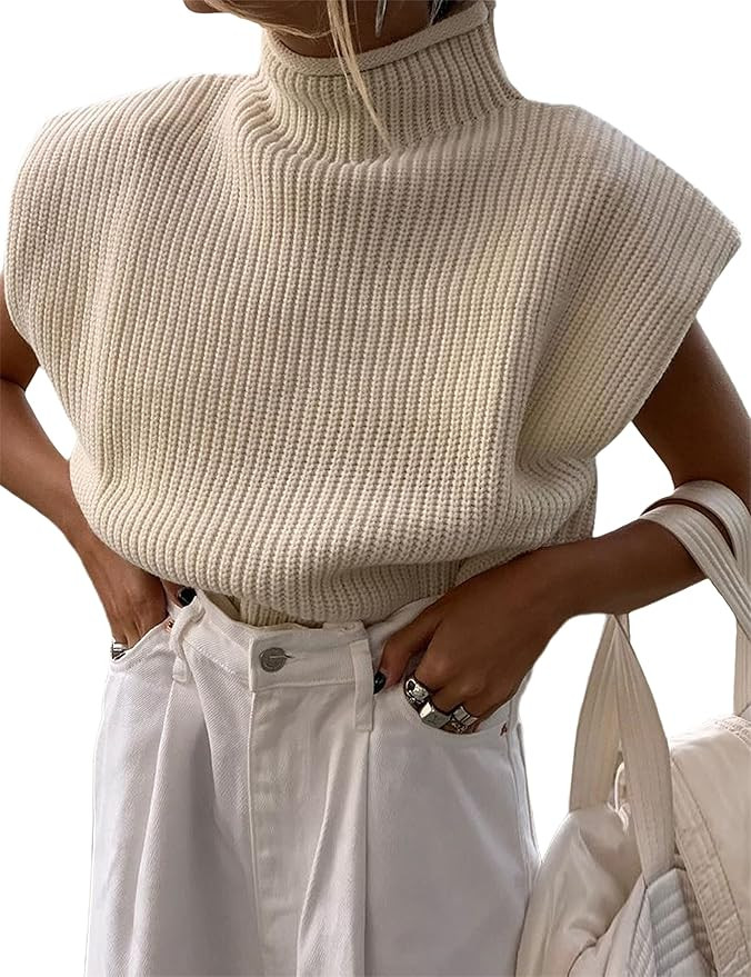 Ameliever Women's High Neck Knit Sweater Vest Sleeveless Ribbed Pullover Tank Tops | Amazon (US)