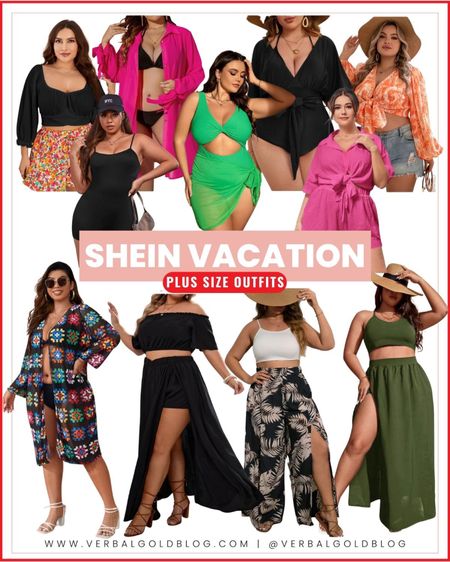 Plus size shein vacation outfits - plus size swimsuits - plus size swimsuit coverups - swim coverup - beach outfits plus size women - curvy girls - plus size cruise outfits - shein swim 


#LTKtravel #LTKswim #LTKcurves