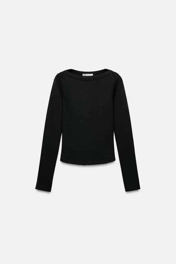 SLIM FIT - BOAT NECK - REGULAR LENGTH - LONG SLEEVECotton shirt. Boat neck and long sleeves. | Zara US