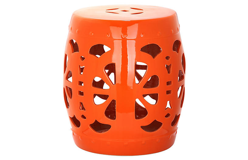 Abigail Garden Stool, Orange | One Kings Lane