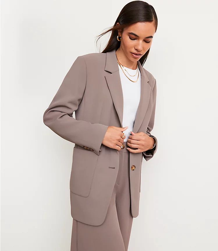 LOFT Versa Crepe Drape Oversized Blazer | LOFT