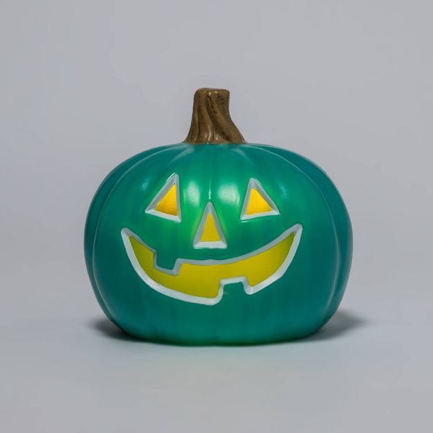 9" Light Up Pumpkin with Happy Face Teal Halloween Decorative Prop - Hyde & EEK! Boutique™ | Target