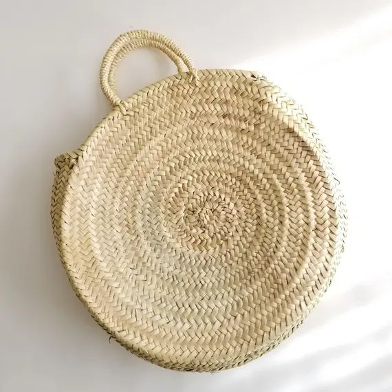 Handmade Round Straw Bag - Round basket, Summer Tote, Round French Market basket bag, Round beach ba | Etsy (CAD)