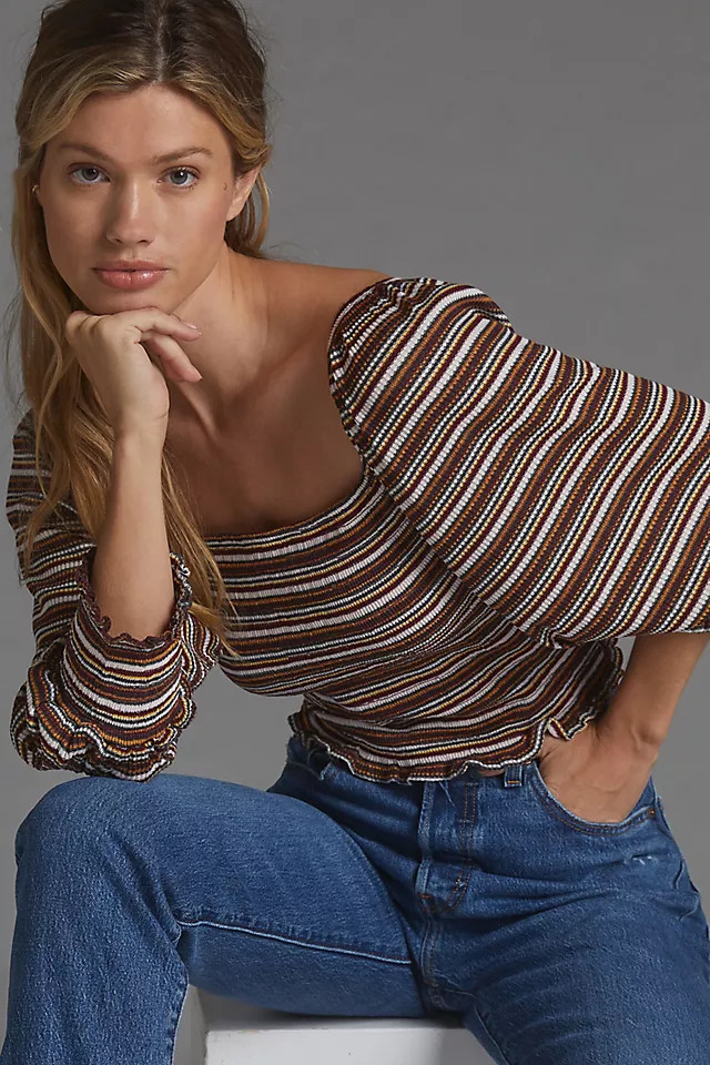 Smocked Puff-Sleeved Top | Anthropologie (US)