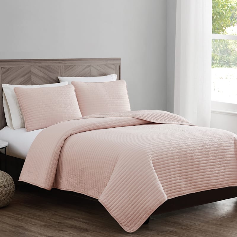 3-Piece Pink Quilt Set, King | At Home